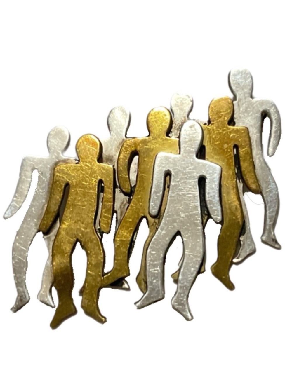 Vintage Mexico Modernist Mixed Metal Sterling and Brass Group of Men Pin/Brooch